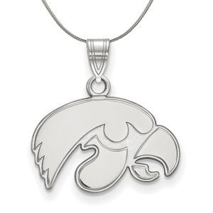 Sterling Silver U of Iowa Small Pendant Necklace - 16 Inch